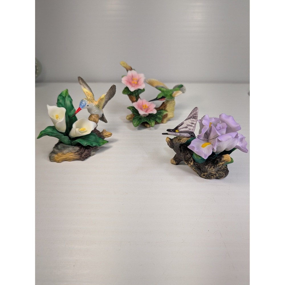 Vintage Avon Porcelain Figurine Lot 2003 Hummingbird Calla Lily Iris Butterfly